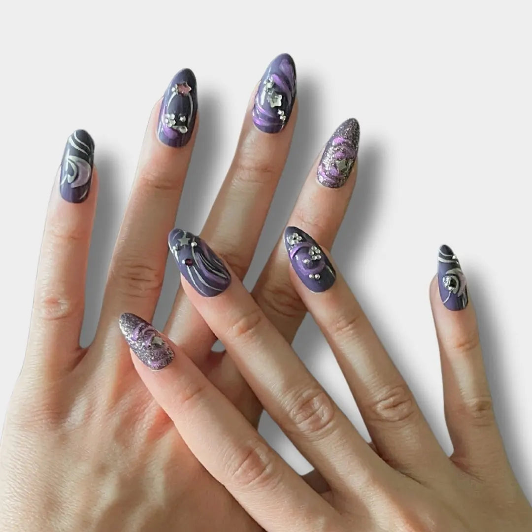 Violet Eclipse - Press Ons en gel souple Ma boutique
