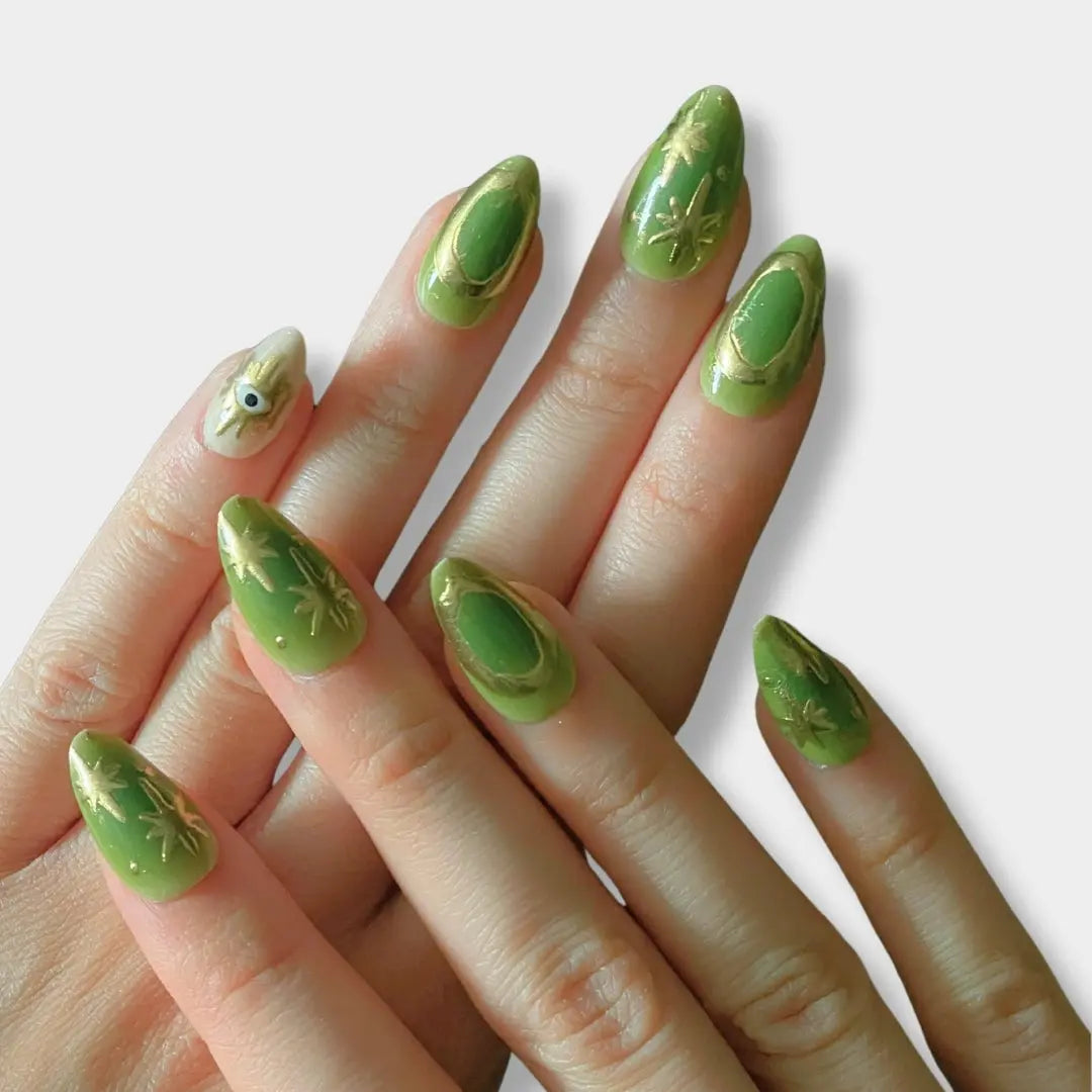 Mystic Green - Press Ons en gel souple Ma boutique