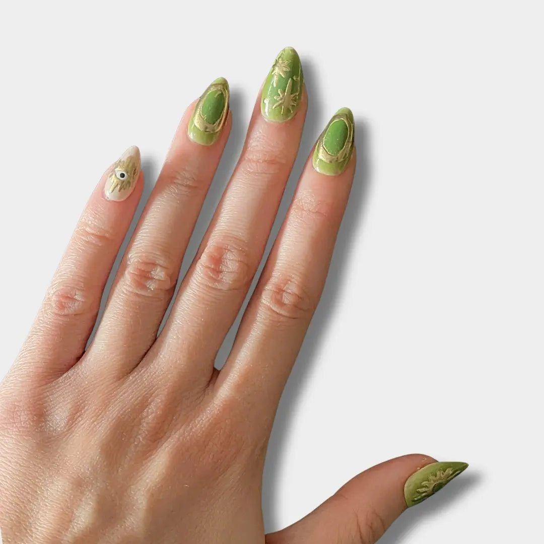 Mystic Green - Press Ons en gel souple Ma boutique