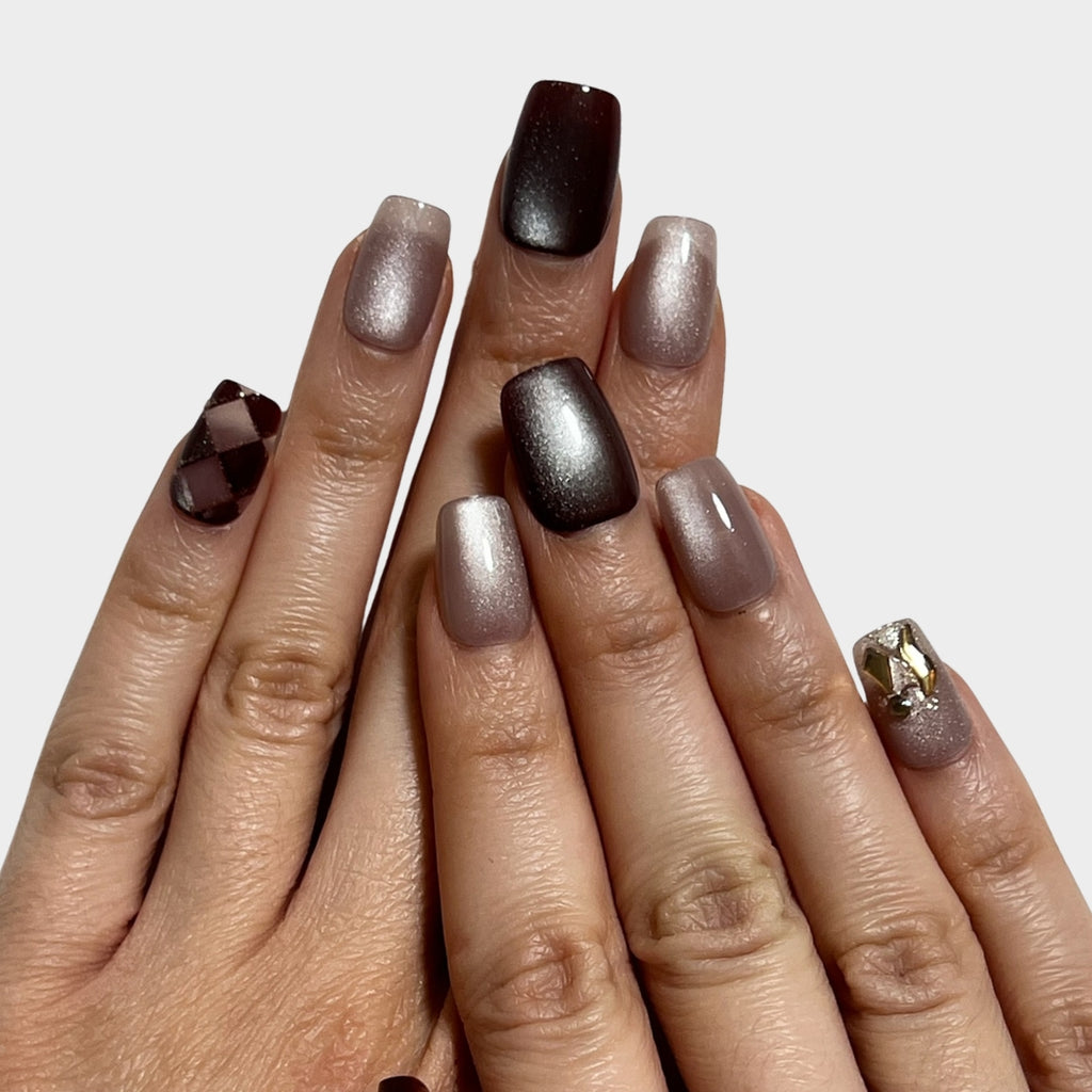 Golden Mocha nail design by The Instant Nails featuring rich brown and gold tones in a stylish manicure.