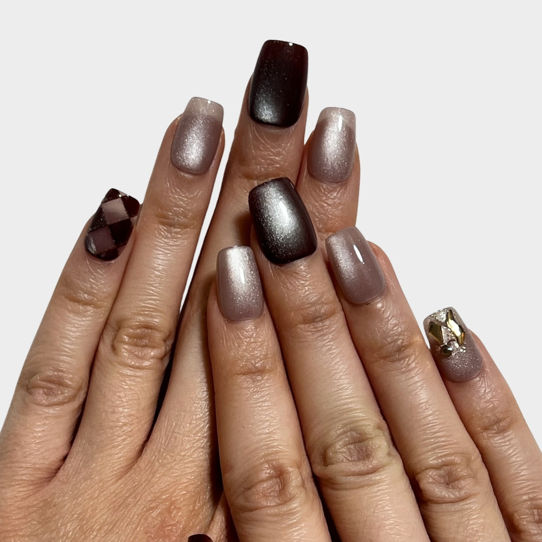 Golden Mocha nail design by The Instant Nails featuring rich brown and gold tones in a stylish manicure.