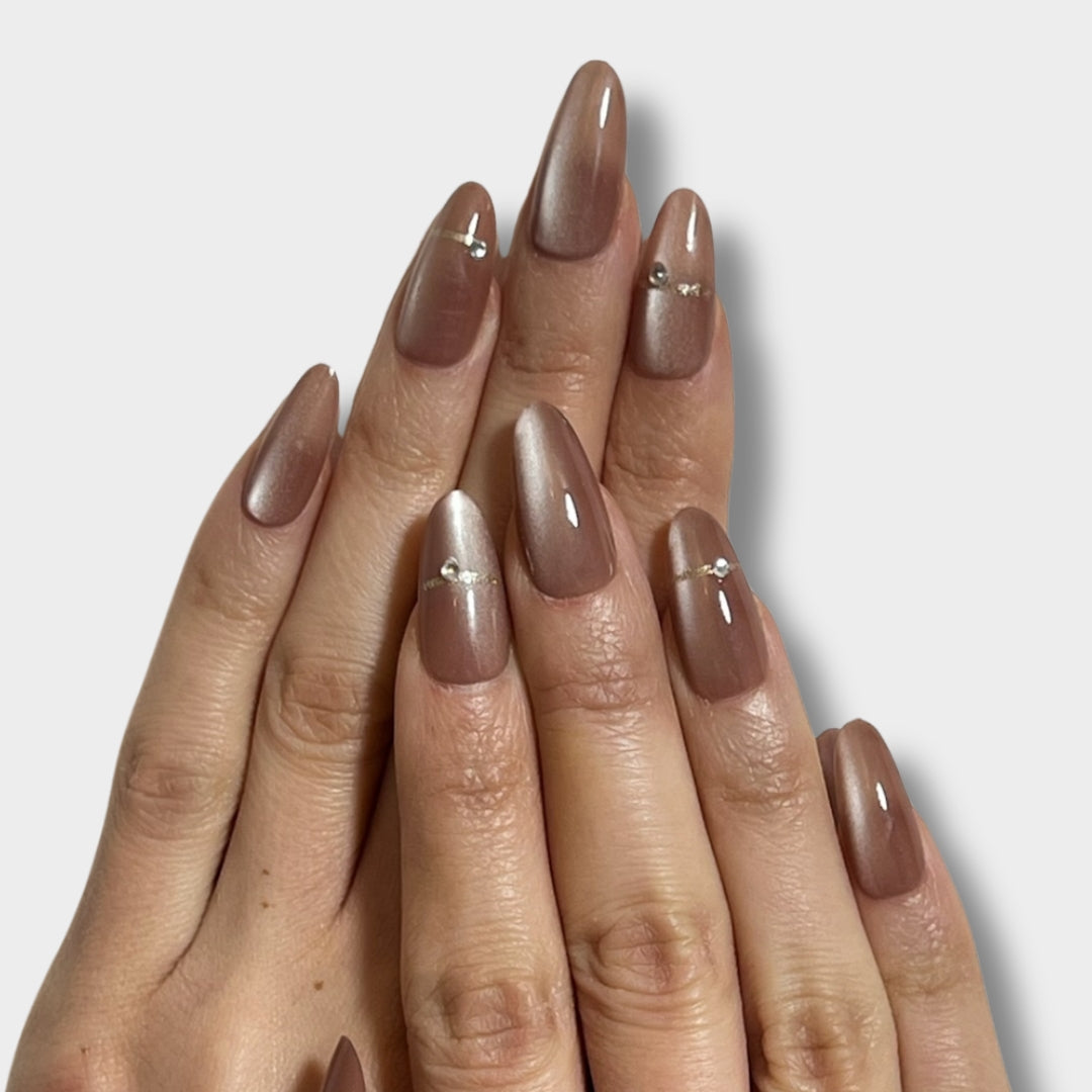 Mocha Rose artificial nails by The Instant Nails featuring a rich mocha color with elegant rose accents.