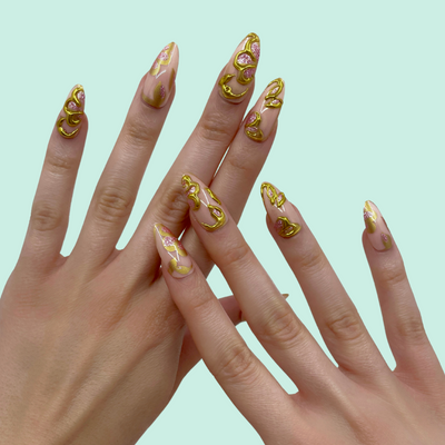 golden blossom faux ongles