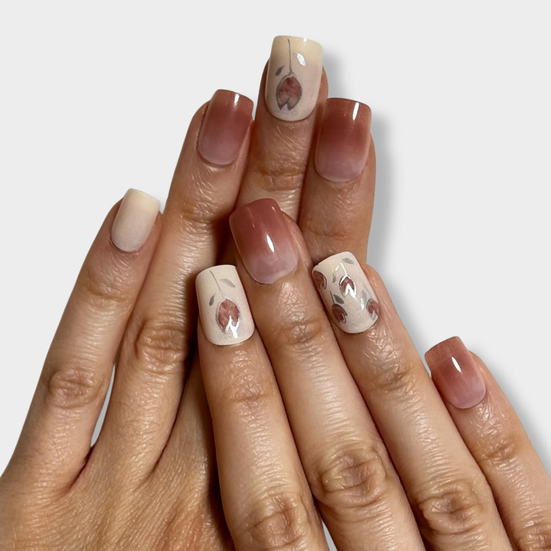 Soft Garden nail design by The Instant Nails featuring a floral pattern on a soft pastel background.