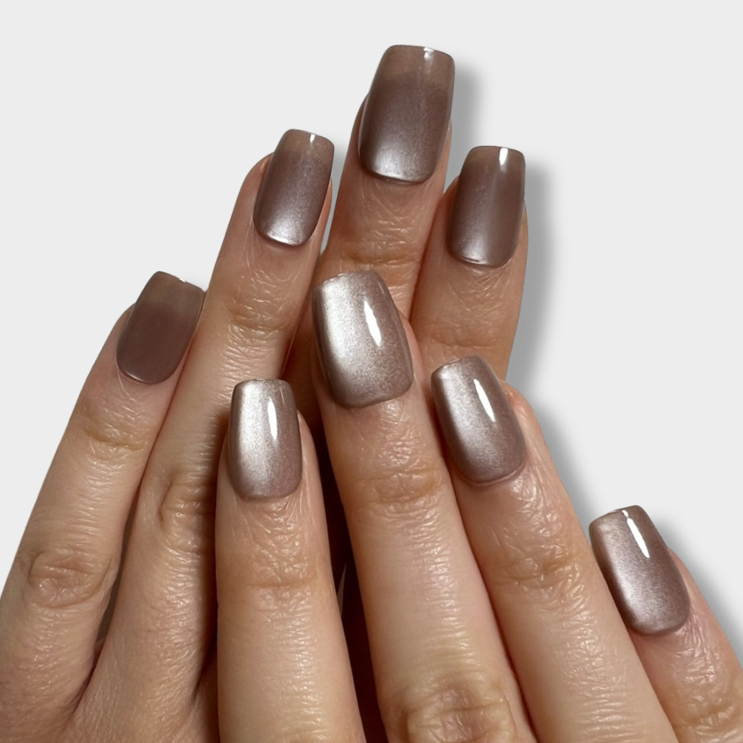 Soft Mocha press-on nails by The Instant Nails, showcasing a rich mocha color and elegant, smooth finish.