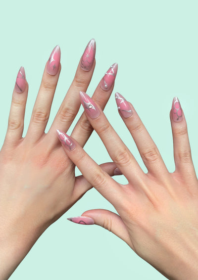 Glossy Moon press on nails in a sleek design, featuring a shiny finish for a stylish manicure look.