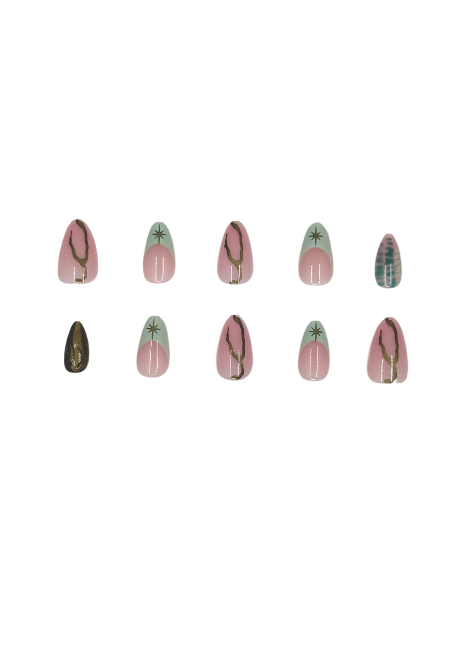 Gold Crystal Press On Nails
