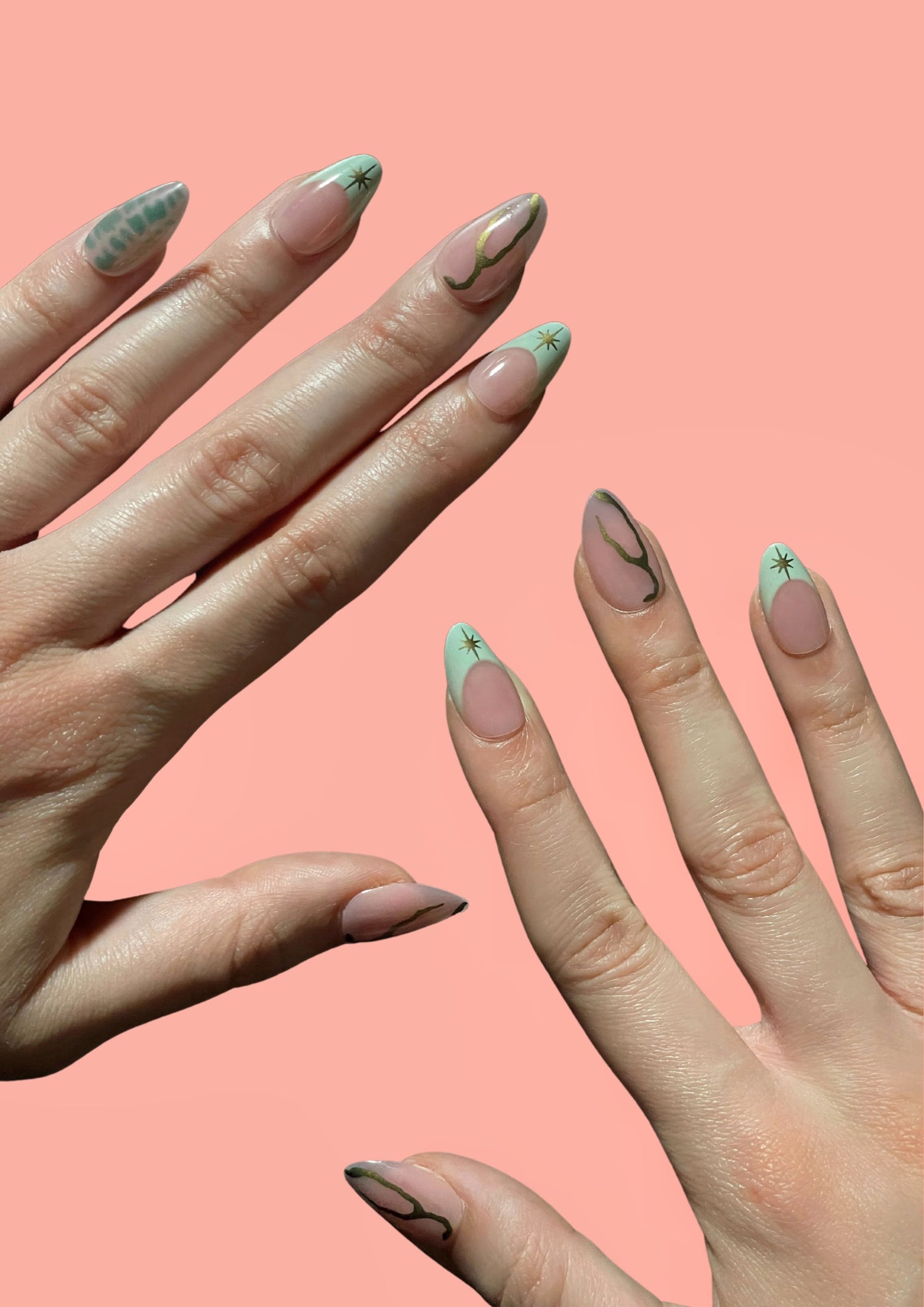 Gold Crystal Press On Nails