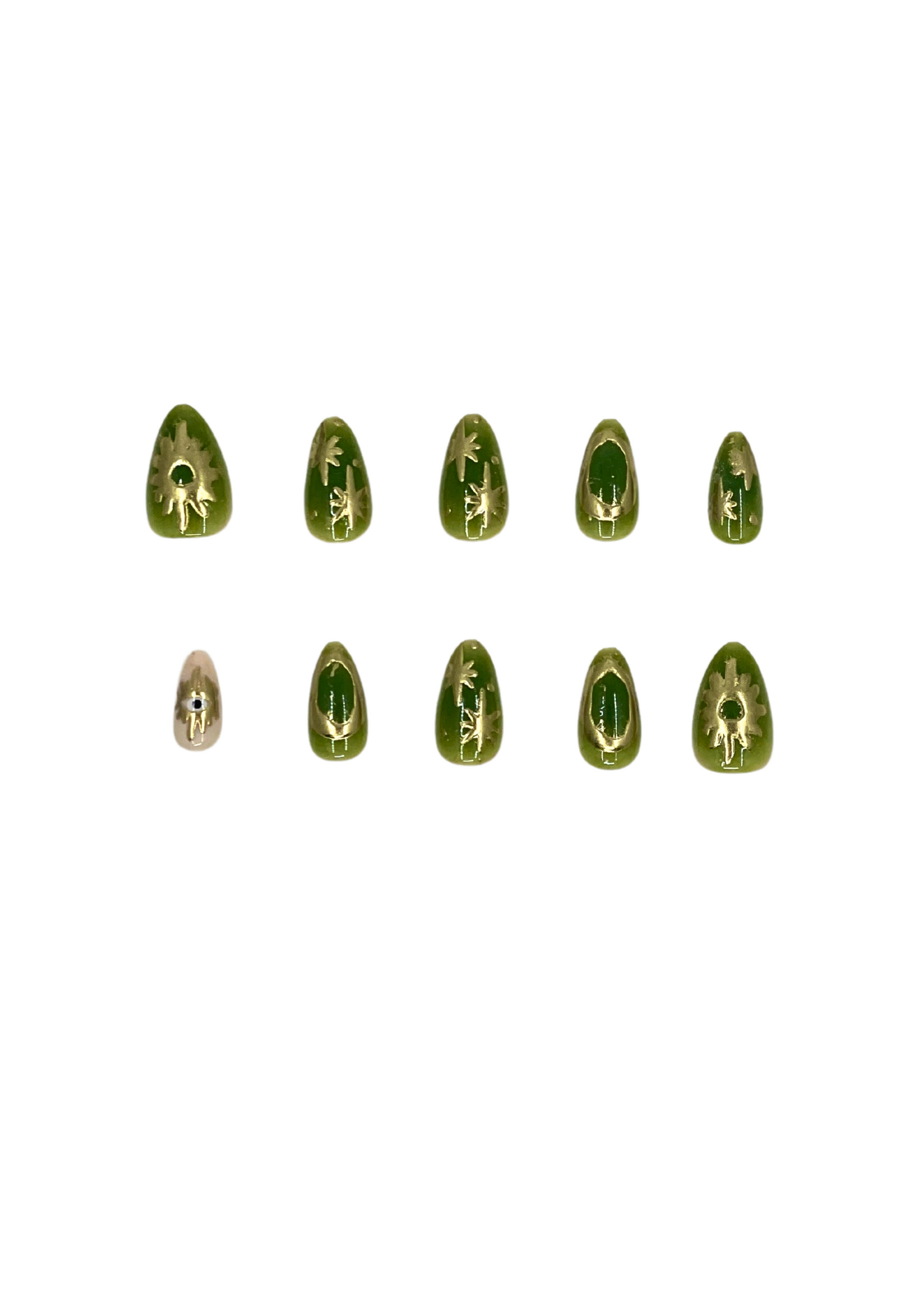 Mystic Green Press On Nails